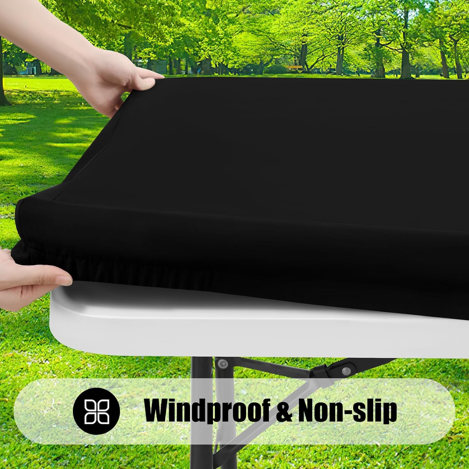 Thumbnail 1 de Smiry 2-Pack Rectangle Picnic Table Cloths (Waterproof Elastic Fitted) — Black, 30"x72