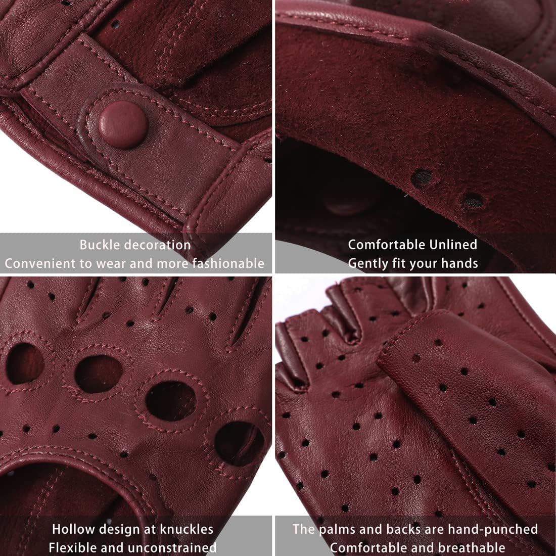 Detalle 2 de Harssidanzar GL012 Lambskin Fingerless Gloves