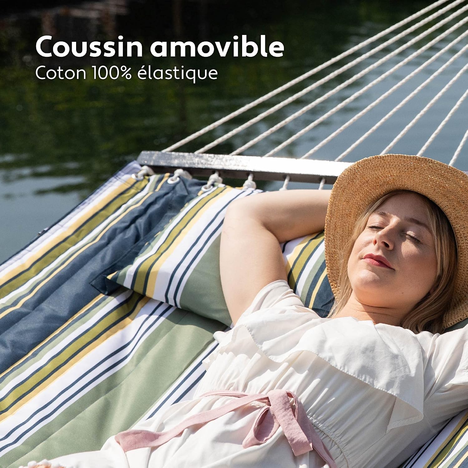 Detalle de VITA5 5331252 hangmat met onderstel voor 2 personen, 190 x 140 cm