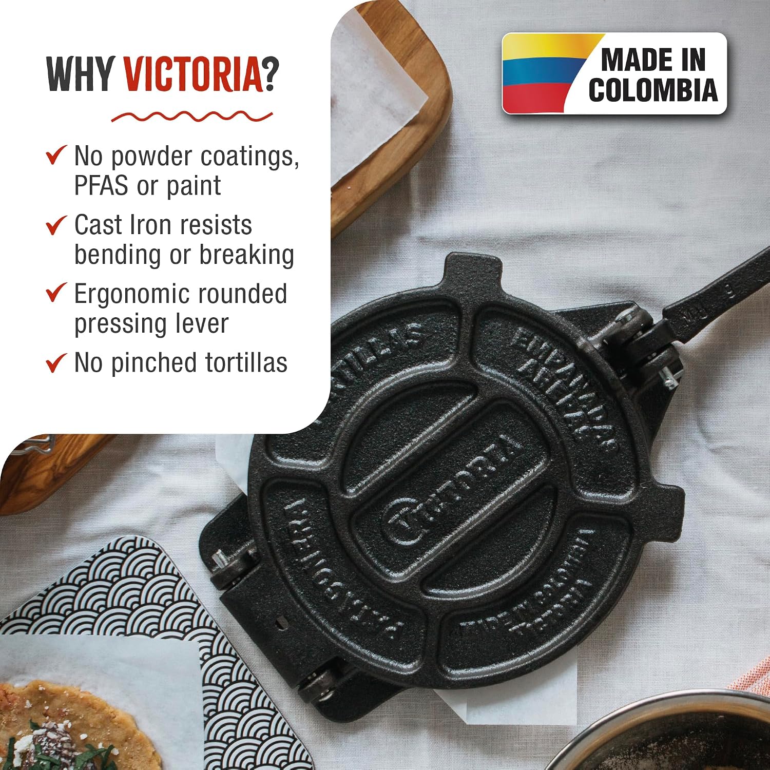 Thumbnail 1 de Victoria Cast Iron Tortilla Press, 8-Inch