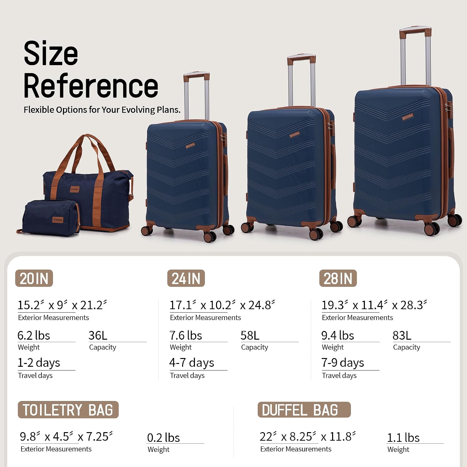 Thumbnail 6 de CONCEPTEN 5-Piece Expandable Hardside Luggage Set with Spinner Wheels (20/24/28in) in Dark Blue