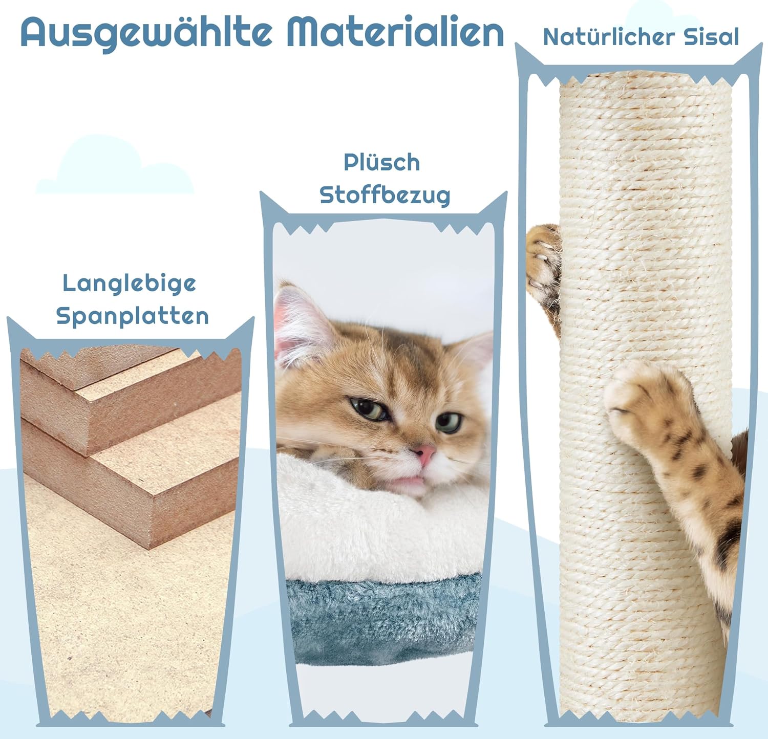Detalle 2 de Yaheetech Katzenkratzbaum 115 cm blau-weiß