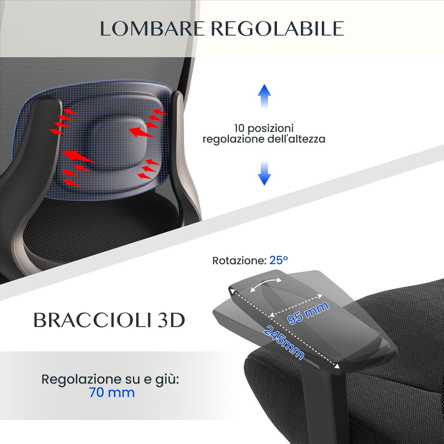 Thumbnail 5 de FLEXISPOT Sedia Ergonomica con Massaggio 11,5 cm