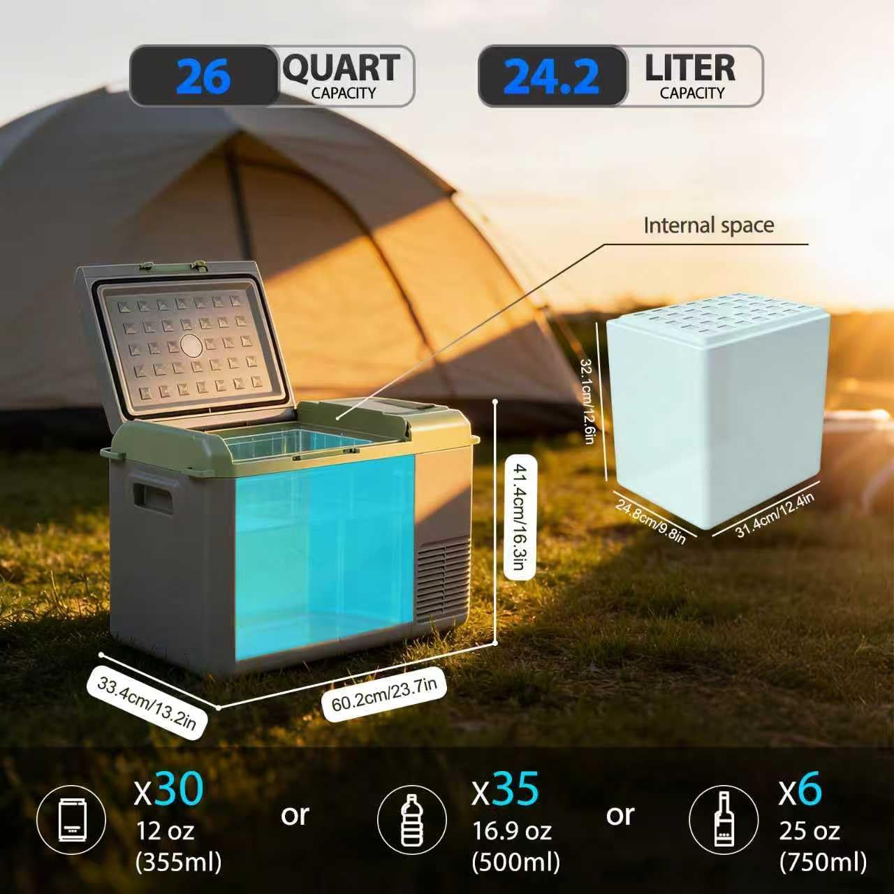 Thumbnail 1 de ZCAMP X25 Compressor Car Refrigerator 24.2L – Portable 12V/24V Fridge Freezer