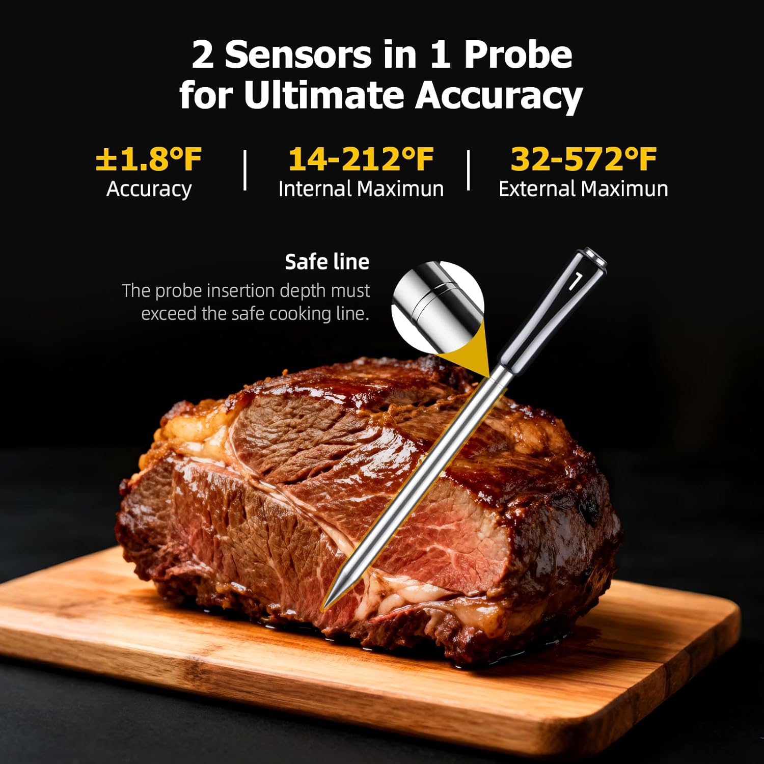 Thumbnail 3 de InkGrill Wireless Meat Thermometer with APP Control — 4 Probes, Dual-Sensor Probes, IP67, and Magnetic Base