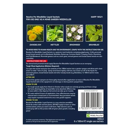 Detalle 2 de Resolva 20300520 Pro Weed Killer Liquid Sachets Xtra Tough 6 x 100ml, Natural
