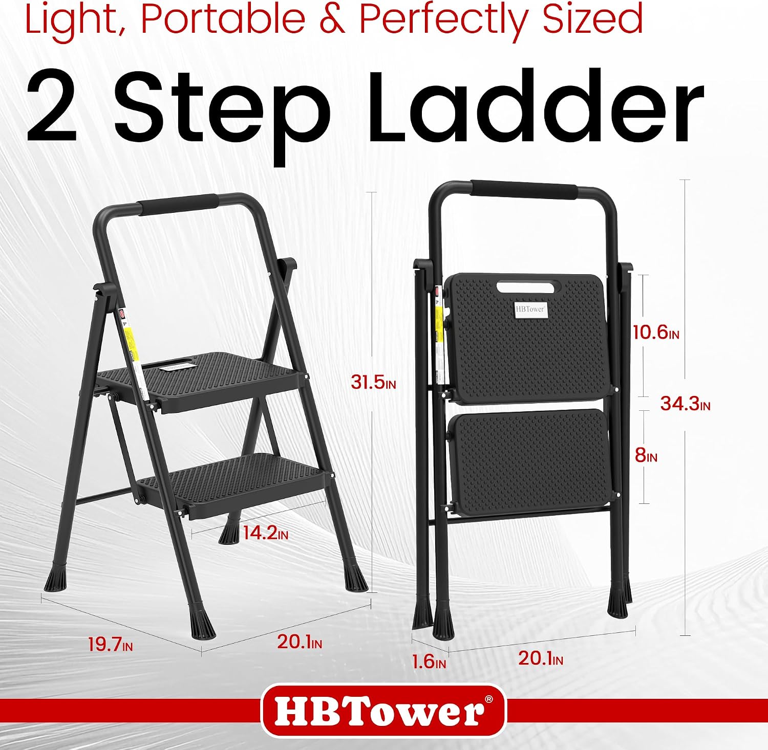 Thumbnail 5 de HBTower Step Ladder 2‑Step Folding Stool