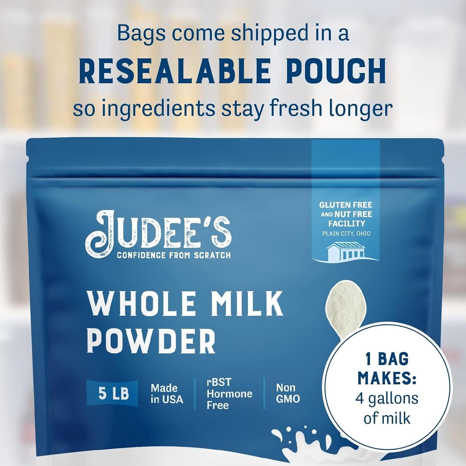 Thumbnail 2 de Judee's Gluten Free Whole Milk Powder, 80 Oz Resealable Pouch for Baking