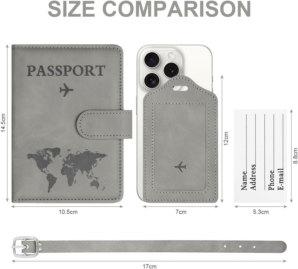 Thumbnail 1 de OFFCUP Passport Holder Cover with RFID Blocking PU Leather – Grey