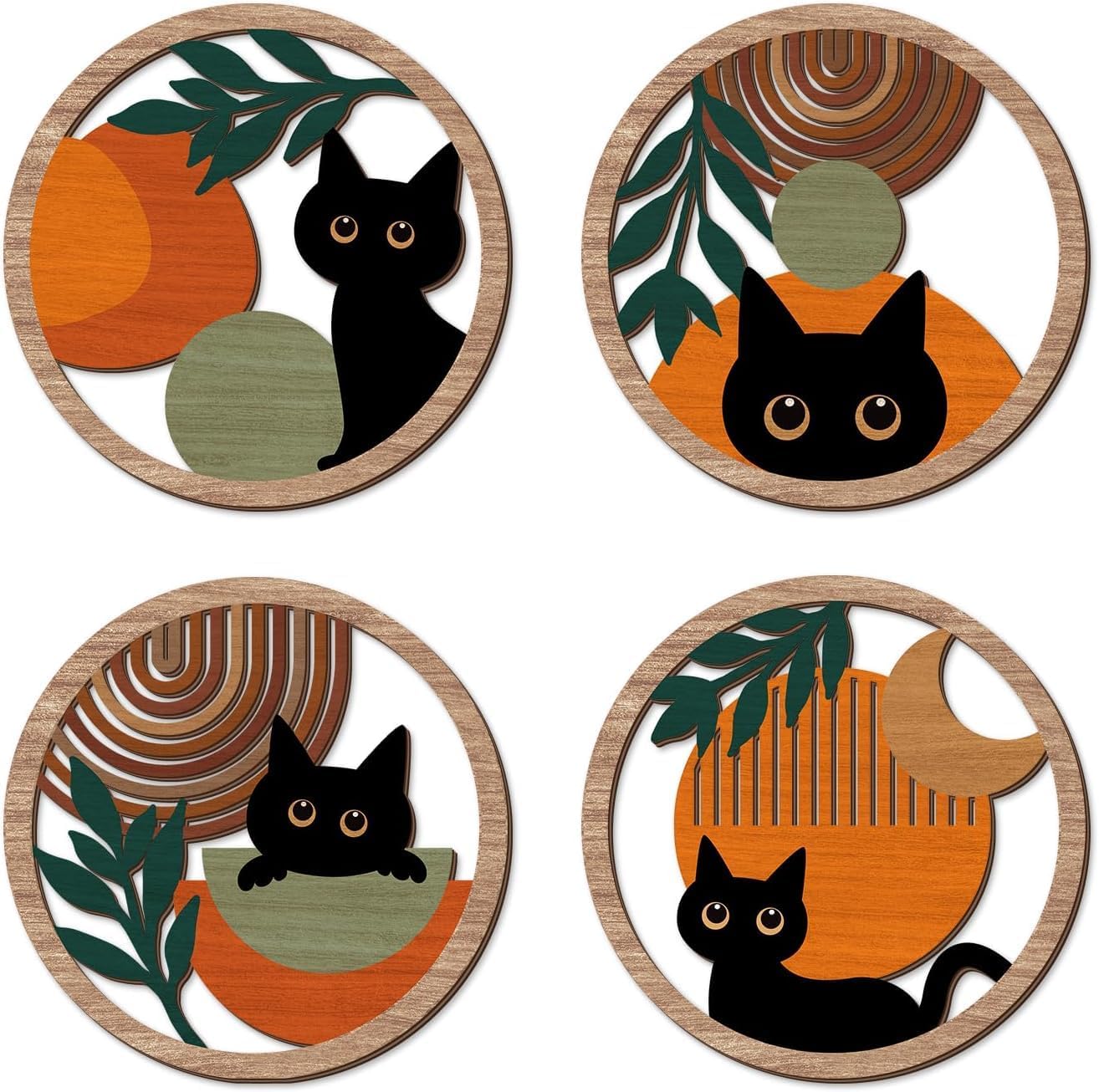 Detalle de TOARTi cat wall art 4 pack, 11x11inch