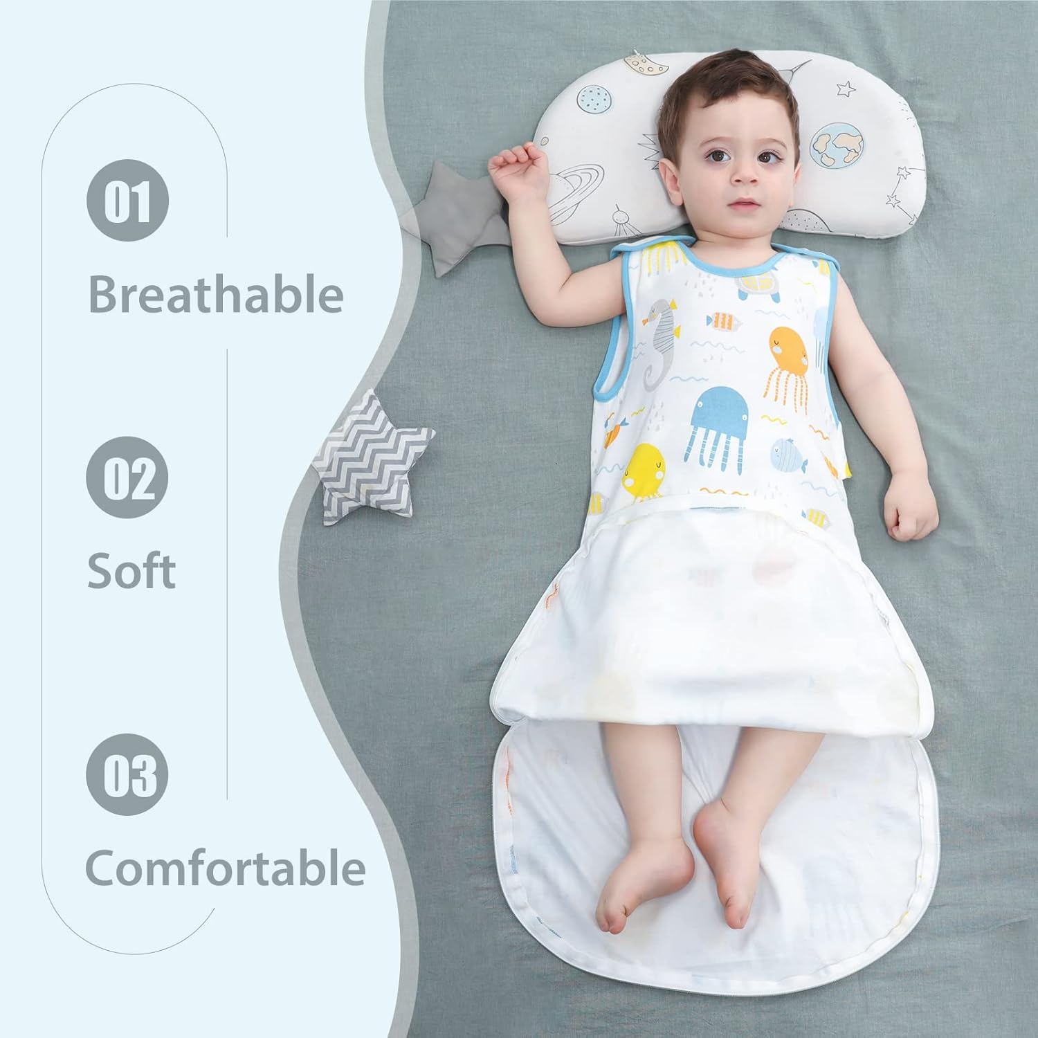 Thumbnail 2 de Mosebears Sacco Nanna in Morbido Cotone per Neonati 18-24 mesi (0,5 Tog) con Zip Doppia