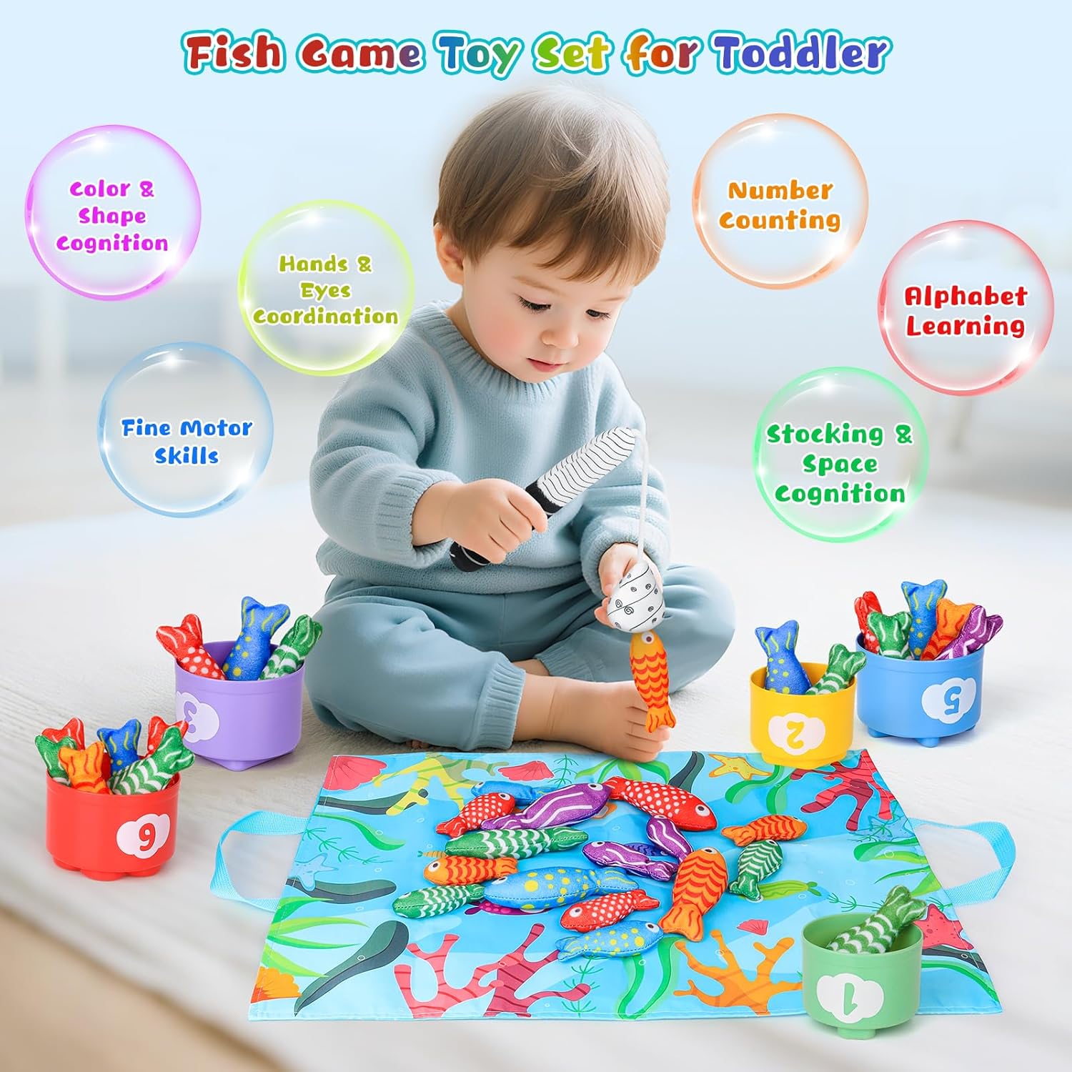 Thumbnail 1 de Montessori Fishing Game 23‑Piece Toy Set 🎣