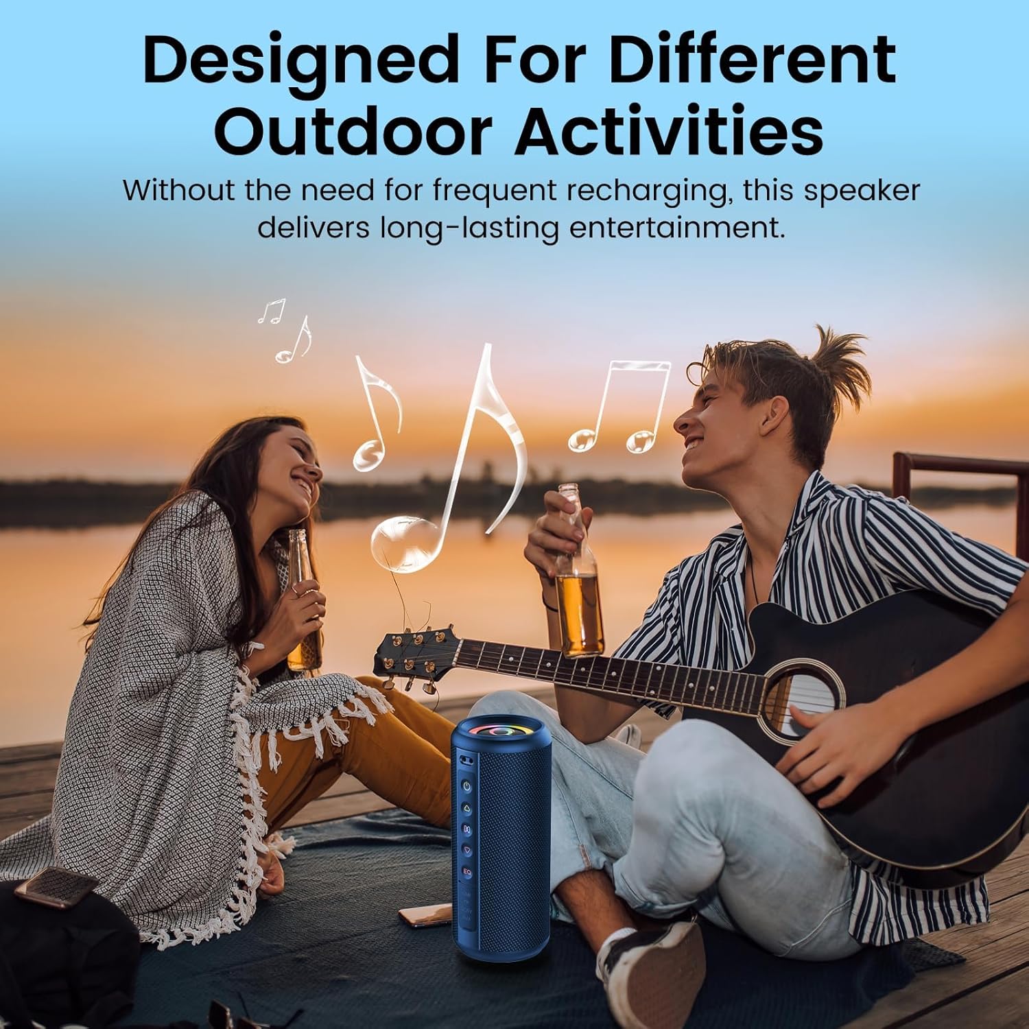 Thumbnail 6 de dotn Portable Bluetooth Speaker (Bluetooth 5.4, TWS, IP7 Waterproof, 4 RGB Lights) — Party Blue