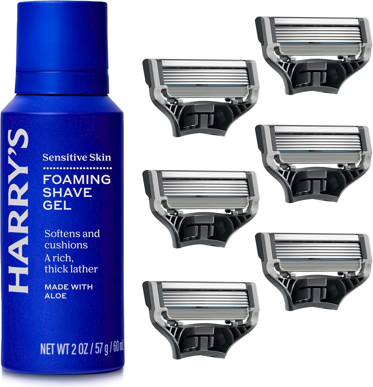 Detalle de Harry's Original 5‑blade refill pack with 60ml gel 🪒