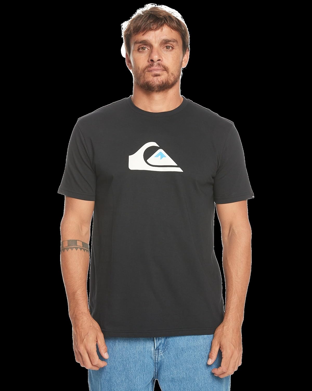 Detalle de Quiksilver Comp Logo – T‑shirt manica corta da uomo, nera