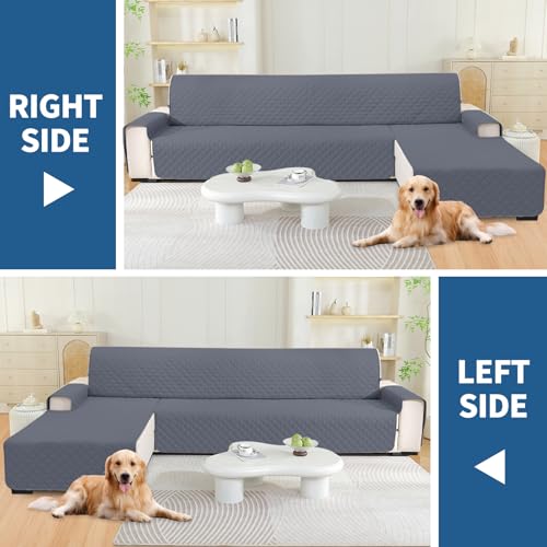 Thumbnail 5 de YSSELLAA Fundas Impermeables para Sofá Chaise Longue, Gris
