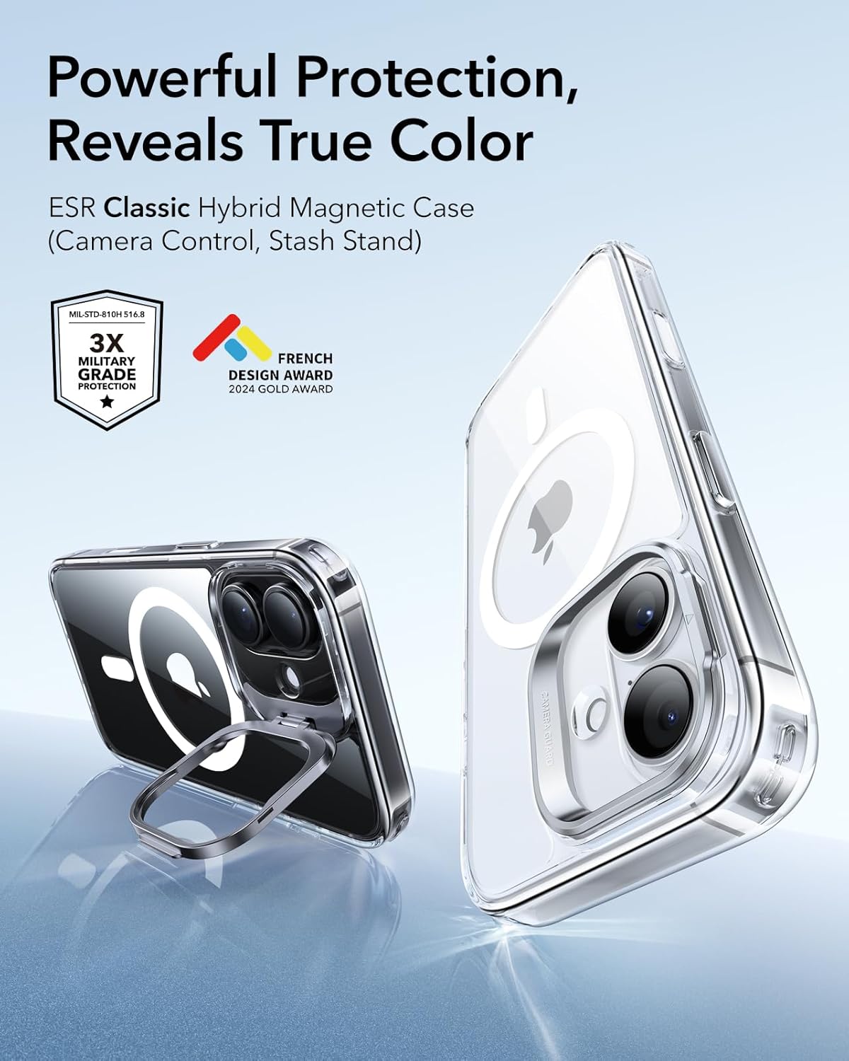 Thumbnail 1 de ESR for iPhone 17 Case (Clear) with Military-Grade Drop Protection, Stash Stand & Camera Control Cover