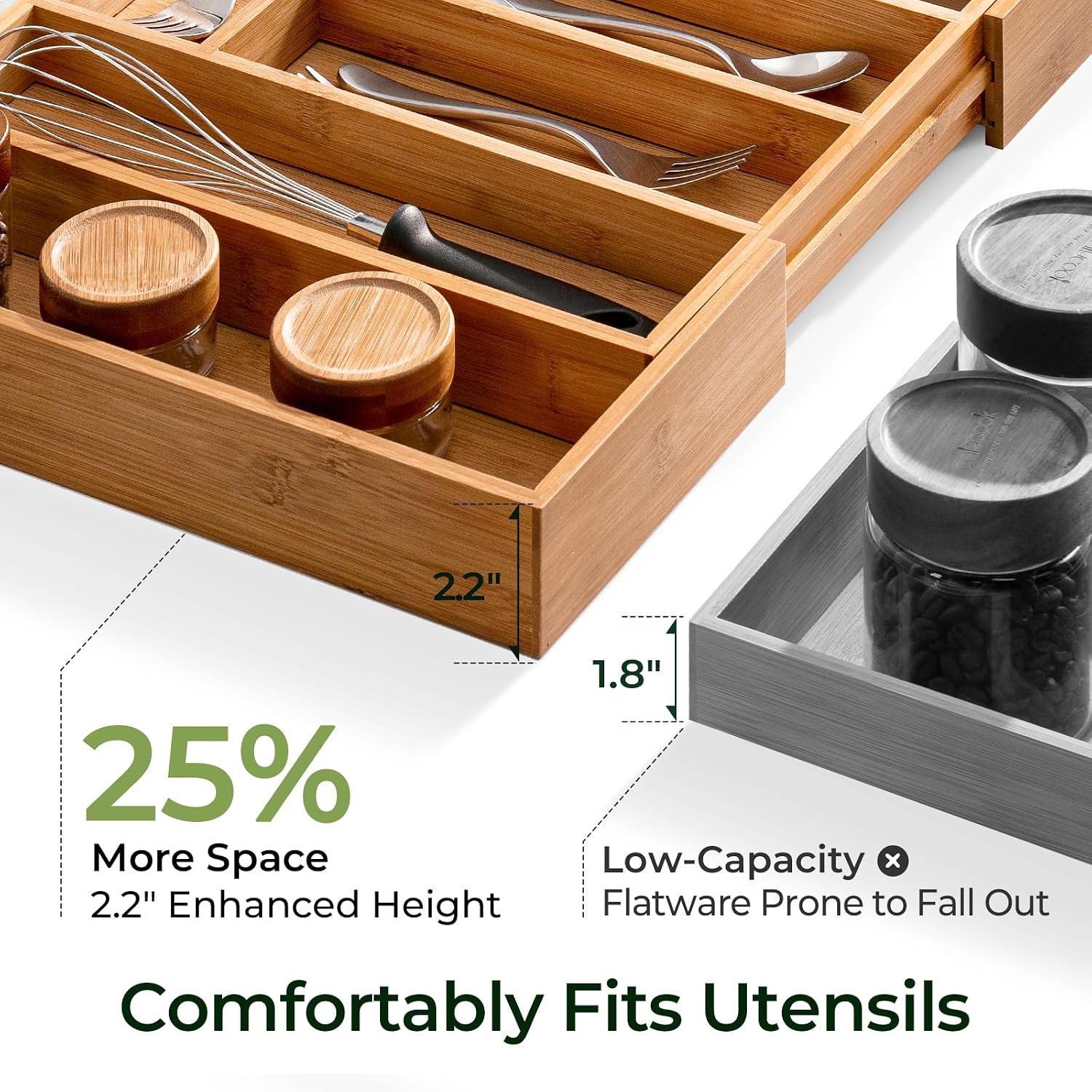 Detalle de Keechee Bamboo Drawer Organizer, 10 Slots