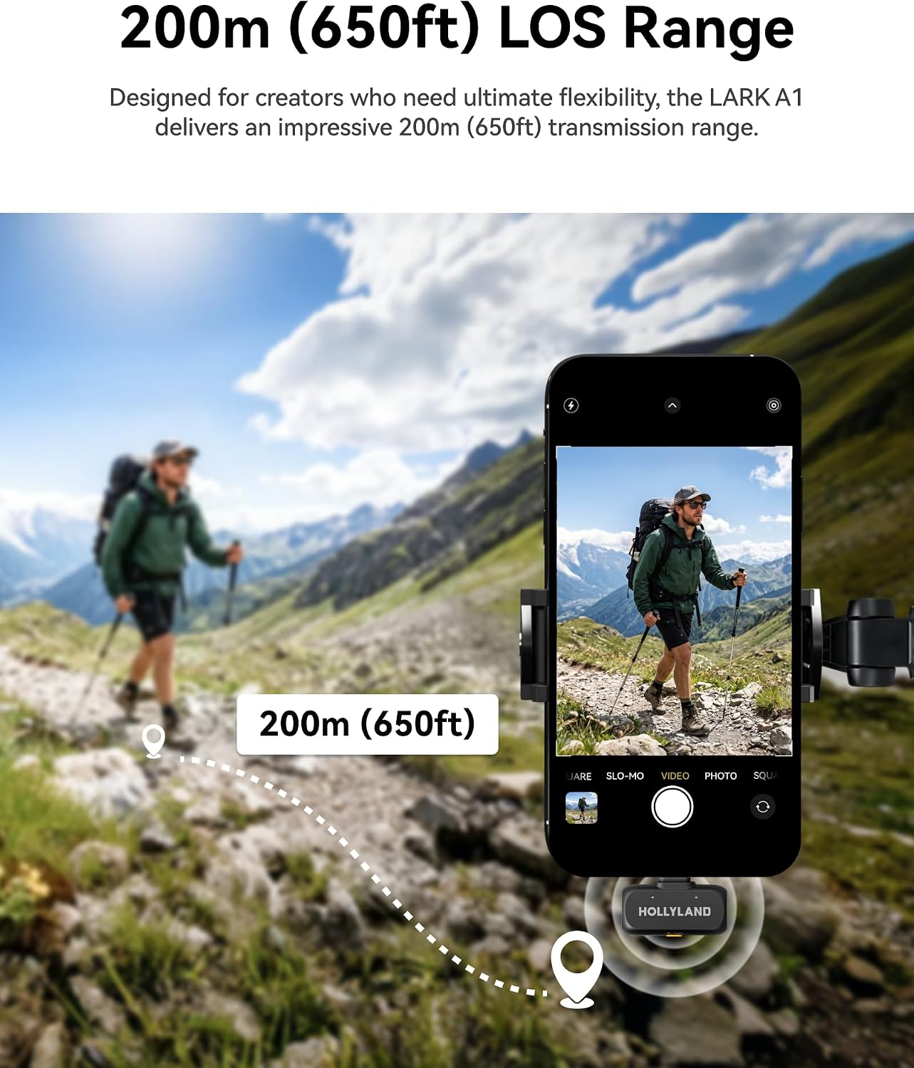 Detalle 2 de Hollyland LARK A1 Wireless Mini Microphone for iPhone 15/16 & Android