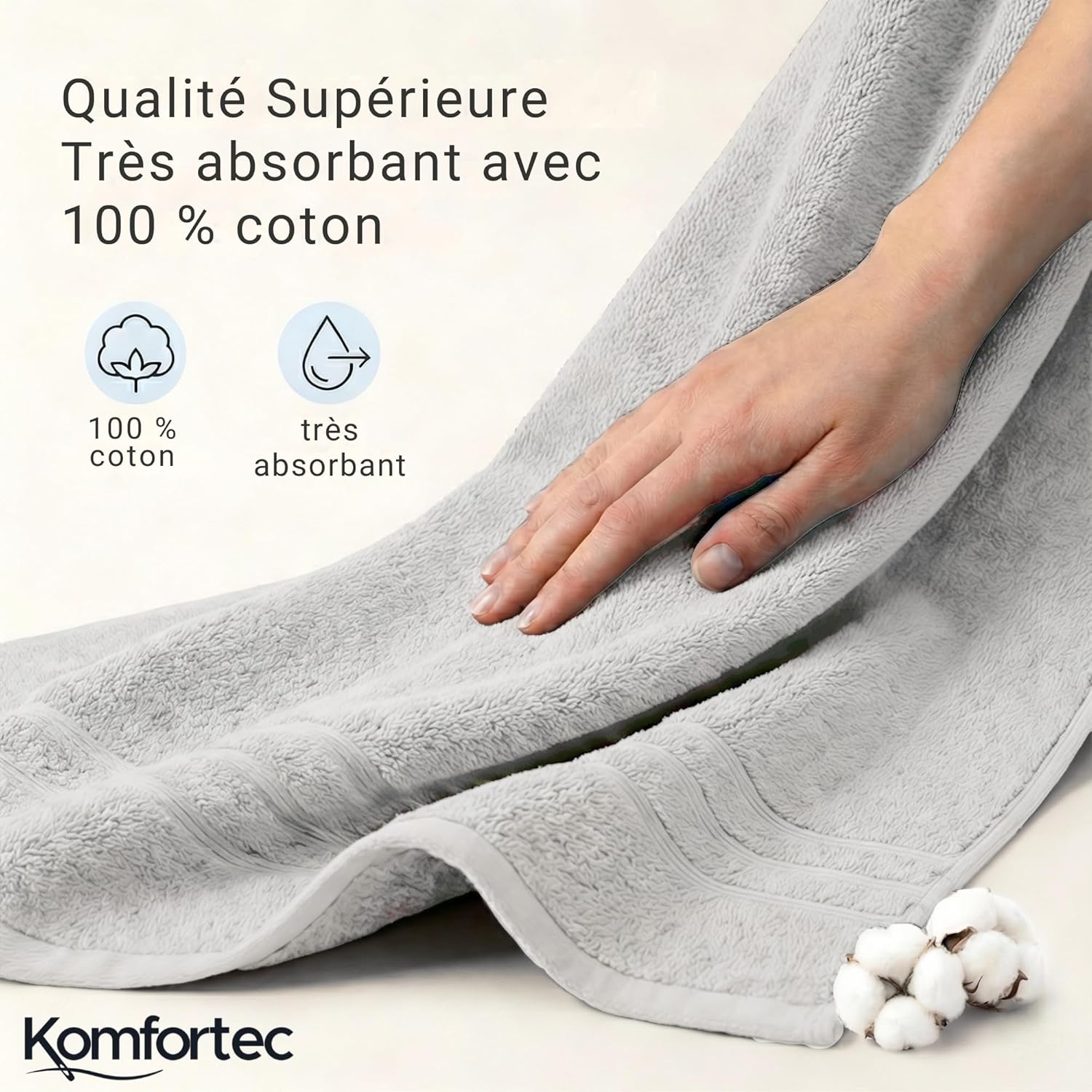 Thumbnail 2 de Serviette de sauna Komfortec 100 x 200 cm