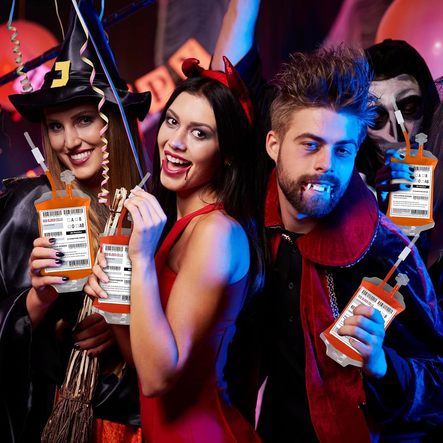 Detalle 2 de leconico Halloween Blood Bags for Drinks, 11-Pack 350 mL PVC Pouches