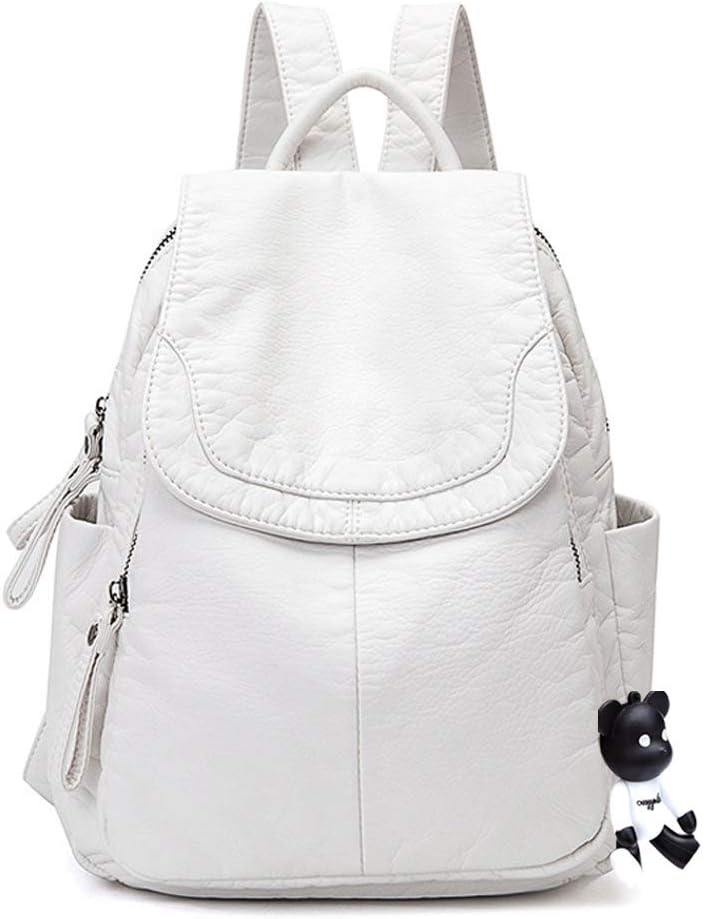 Detalle de BUKESIYI Donna Borsa Zaino Elegante Zainetto in PU Pelle Bianco Perla IT78179
