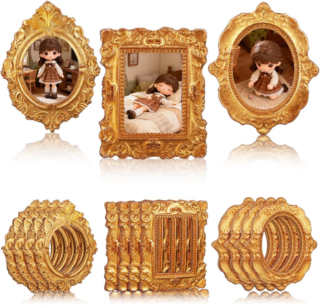 MAGICLULU 15Pcs Miniature Photo Frames: Vintage Resin Frames for Dollhouses and Crafts