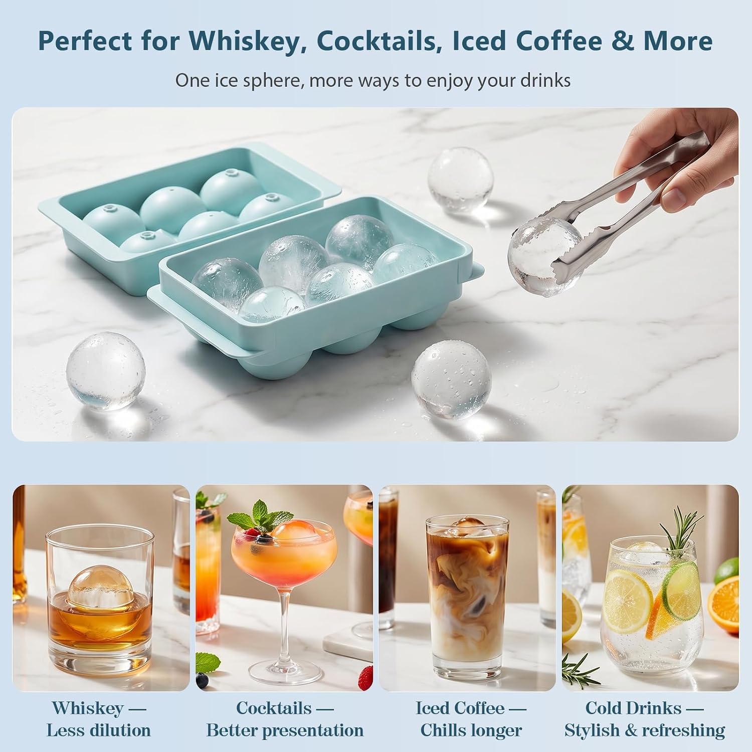 Thumbnail 6 de WIBIMEN Large Ice Cube Molds 1.9in 6 Balls 🍸