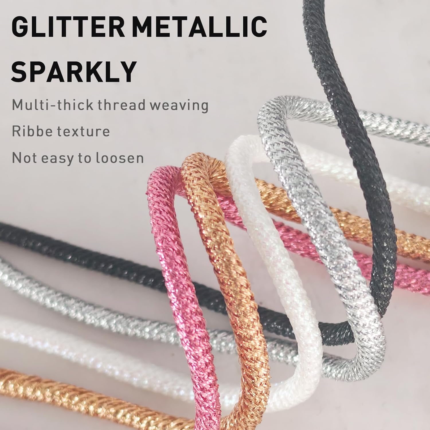 Thumbnail 3 de Lacesgian 4.5mm Round Glitter Gold Shoelaces – Sparkling Silver/Gold Bling for Sneakers & Boots