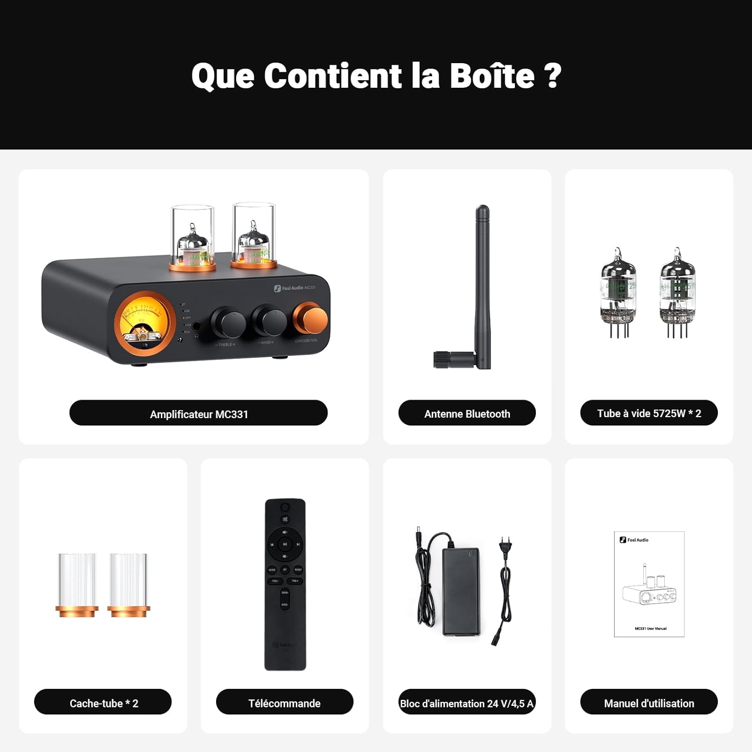 Thumbnail 6 de Fosi Audio MC331 : amplificateur à tubes HiFi avec DAC, VU-mètre et Bluetooth