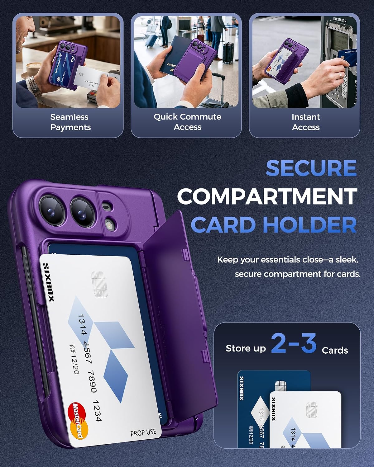 Detalle 2 de SIXBOX iPhone Duo Wallet Case with Card Holder, Hinge Guard and Kickstand