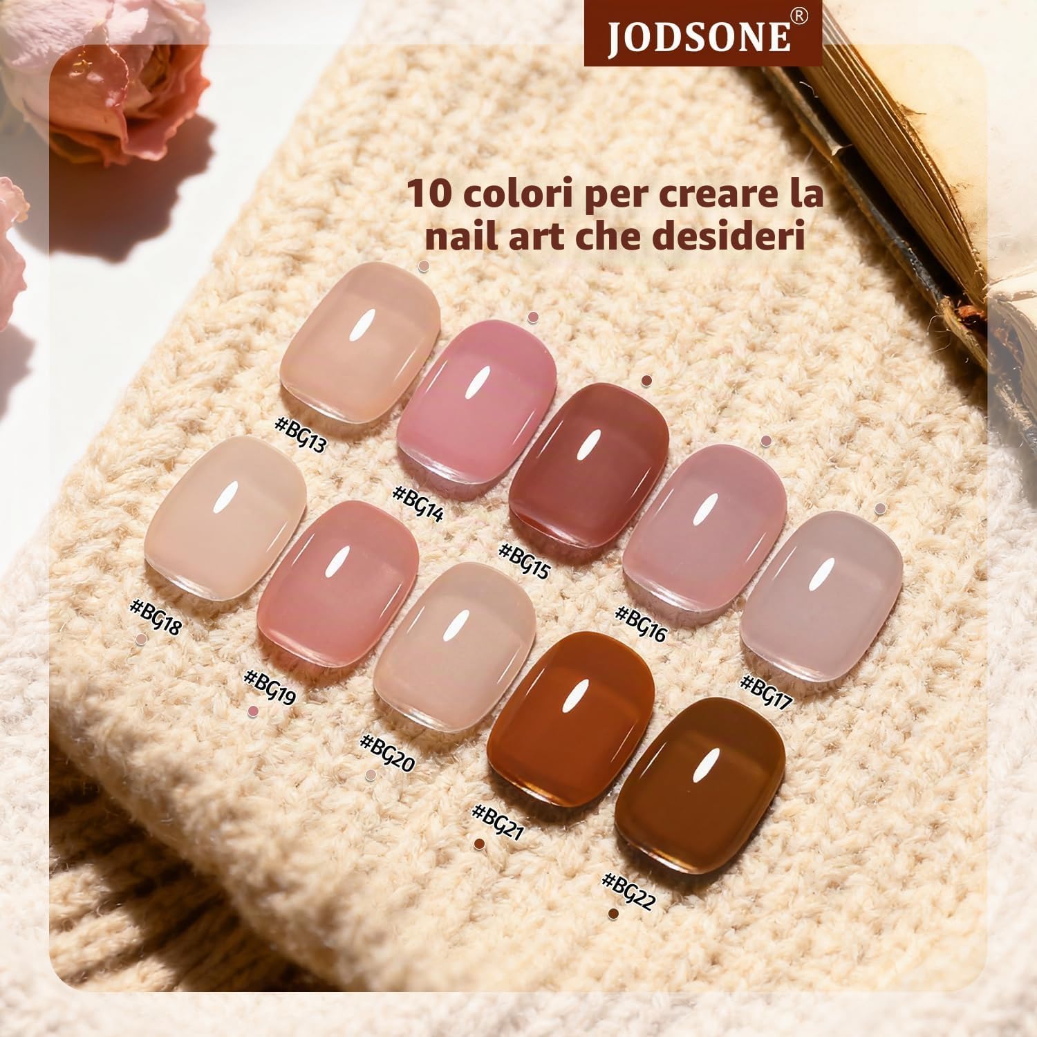 Detalle de JODSONE Set 10 colori Gel Base 3 in 1 con Top Coat: kit nail art jelly per manicure fai da te