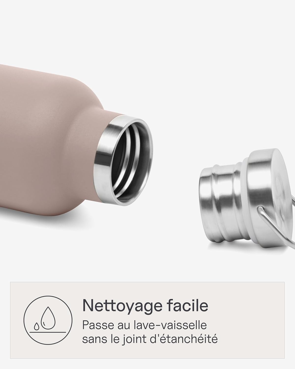 Detalle 2 de Kapten & Son Gourde Rose en acier inoxydable 750 ml — isolation double paroi, anti-fuite et lavable au lave-vaisselle