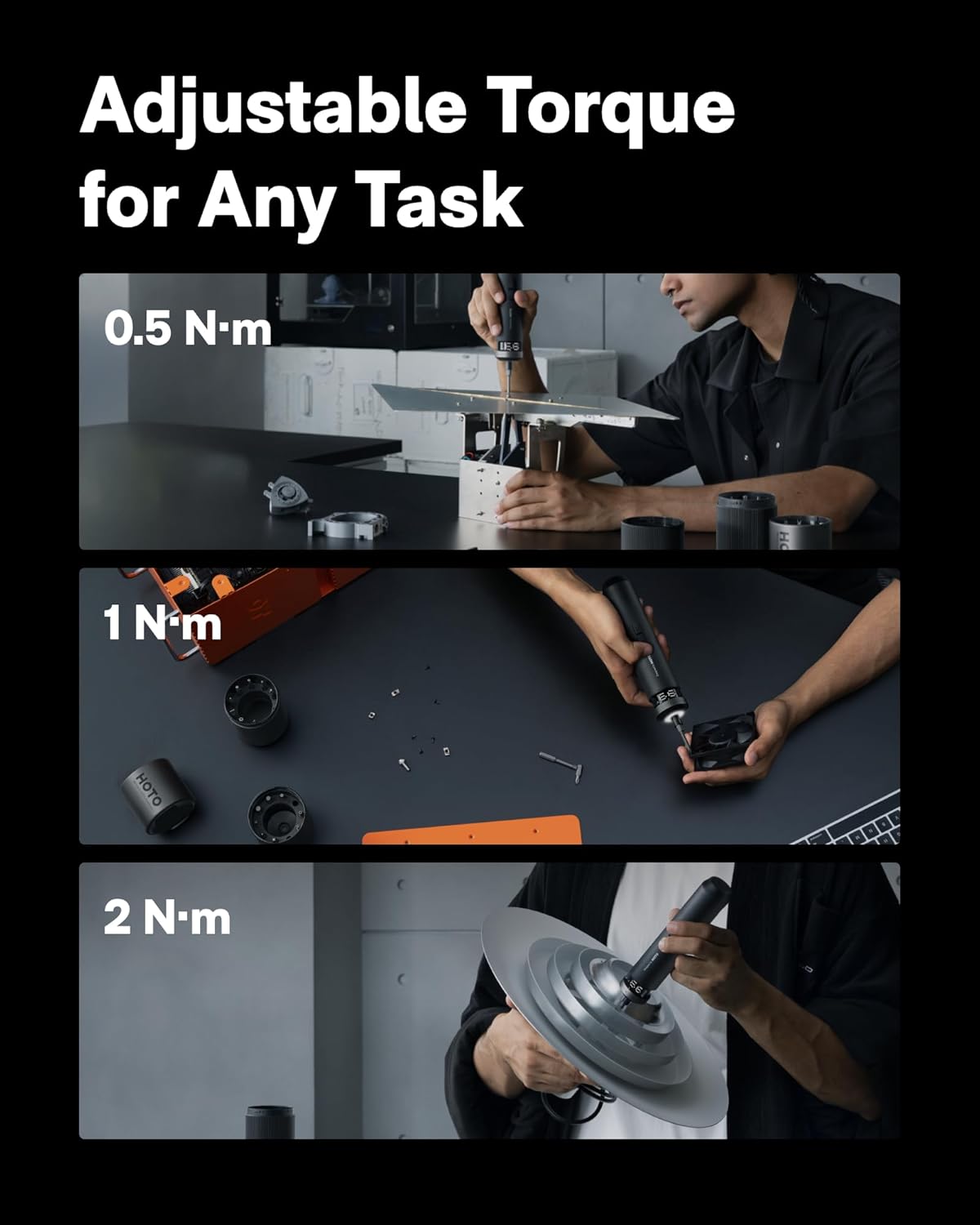 Thumbnail 6 de HOTO PixelDrive Electric Screwdriver with Smart Display, 6 torque settings (0.5–6 N·m) and 30 bits
