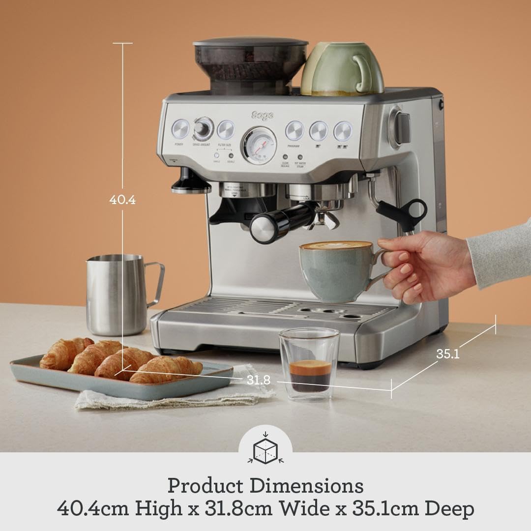 Detalle de Sage Barista Express: Manual Tamping, Built‑in Grinder, and Steady Milk Texturing for Home Espresso