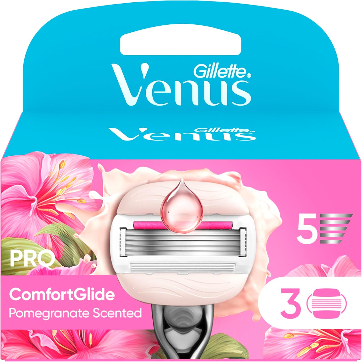 Thumbnail 6 de Gillette Venus Pro ComfortGlide Pomegranate – 5‑blade system with Olay moisturiser, reusable handle and shower holder