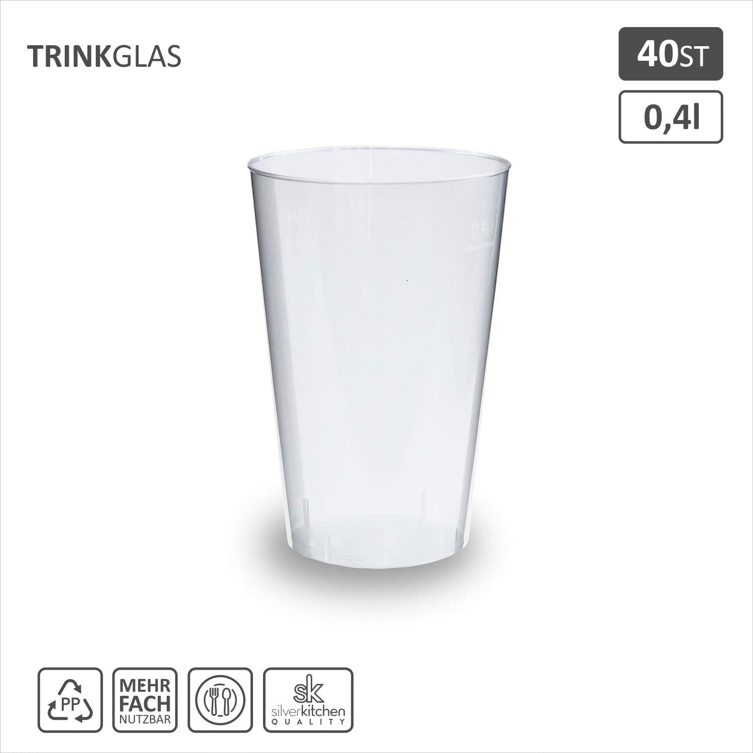 Detalle 2 de Silverkitchen 4037-004 Reusable 400 ml Cocktail Cups, Hard Plastic