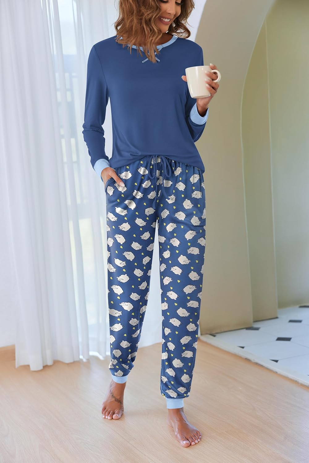 Detalle 2 de Ekouaer Women's Pajama Set in Rayon-Blend Fabric