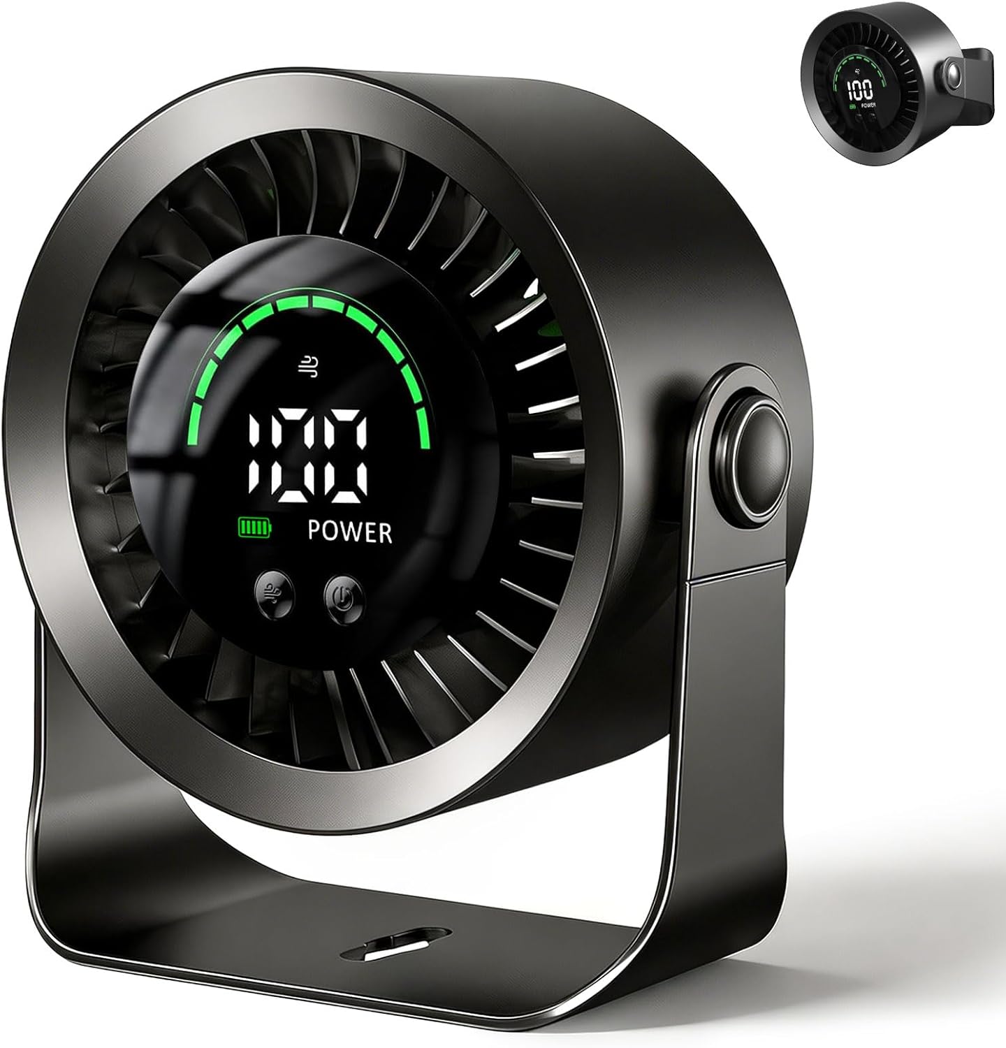 Detalle de DDKJ Portable Desk Fan: 100-Stage Quiet Cooling with USB-C, 360° Adjustment and Wall Mount