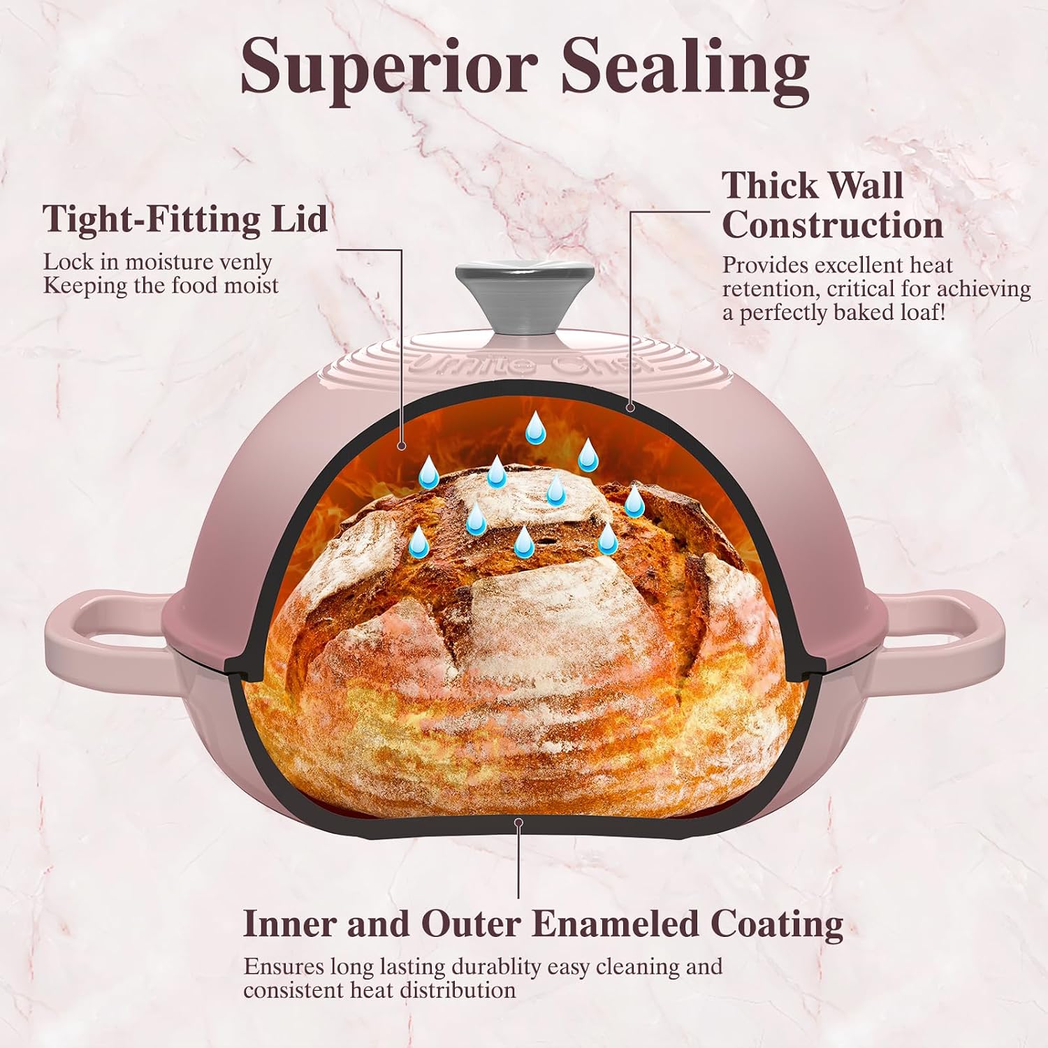 Thumbnail 4 de Umite Chef 6-Qt Cast Iron Dutch Oven Bread Pot