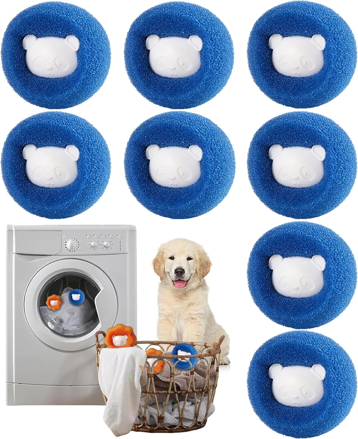 Detalle de Anti Poil Machine à Laver DaSpeed – Boule 8 Pièces Attrape Poils, réutilisable et écologique