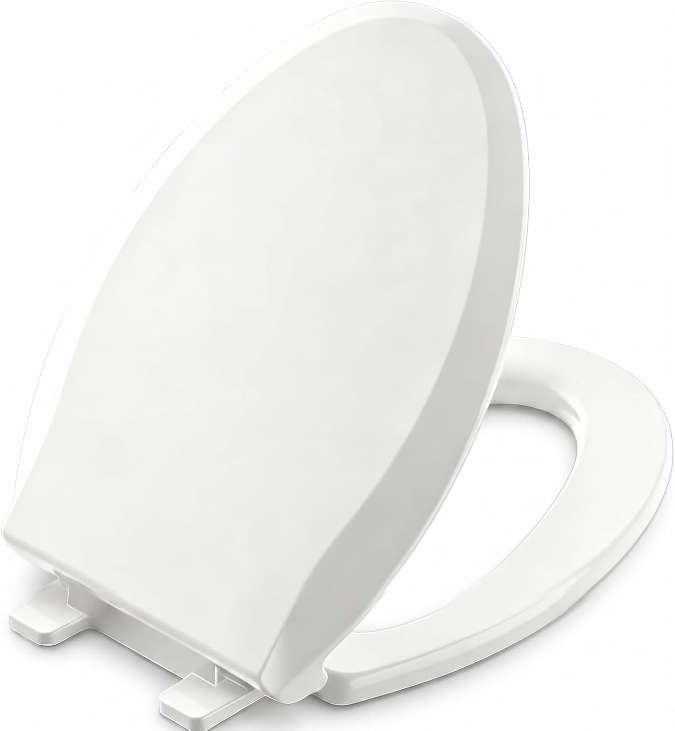 Detalle de Aünsffer 007-C Elongated Toilet Seat, Soft-Close Hinges, White PP