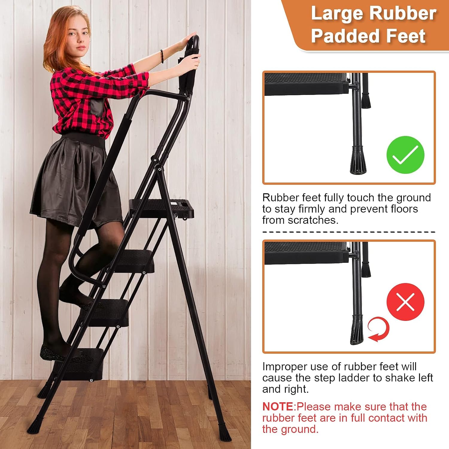 Detalle de HBTower Step Ladder with Handrails, 4-Step