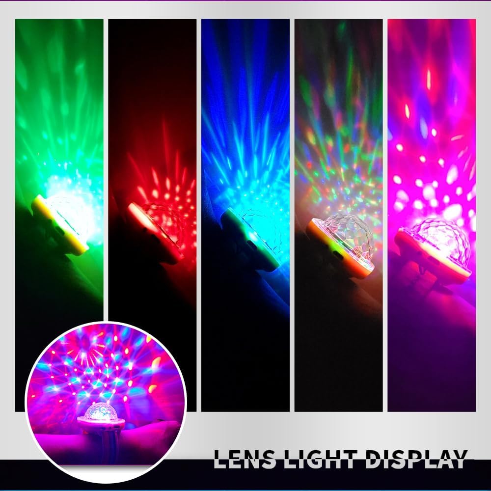 Detalle 2 de Discokugel Armband Partylicht, 8er-Set – Musikgesteuerte Mini-LED Beamer mit Saugnapf, USB-Aufladung