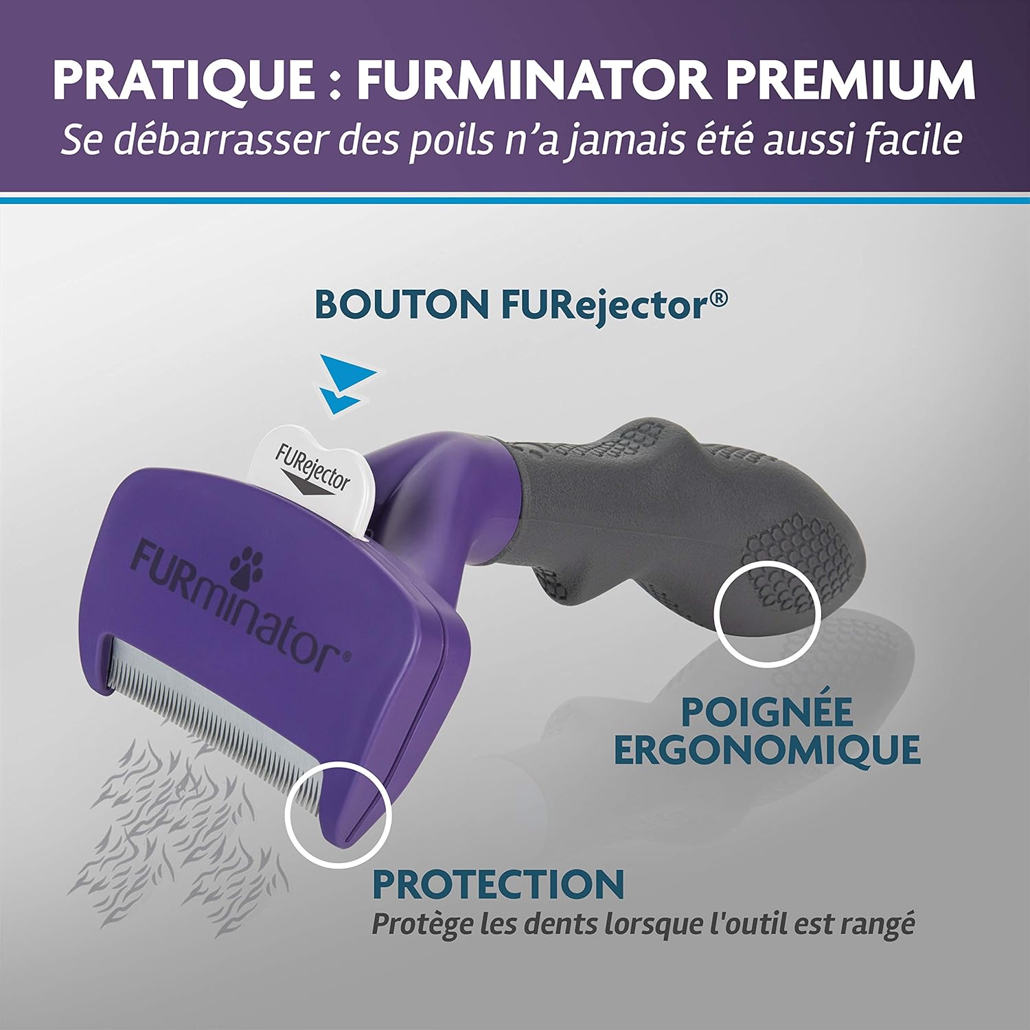 Detalle de FURminator Outil Undercoat deShedding Chat L Poils courts – Efficace pour chats de grande taille