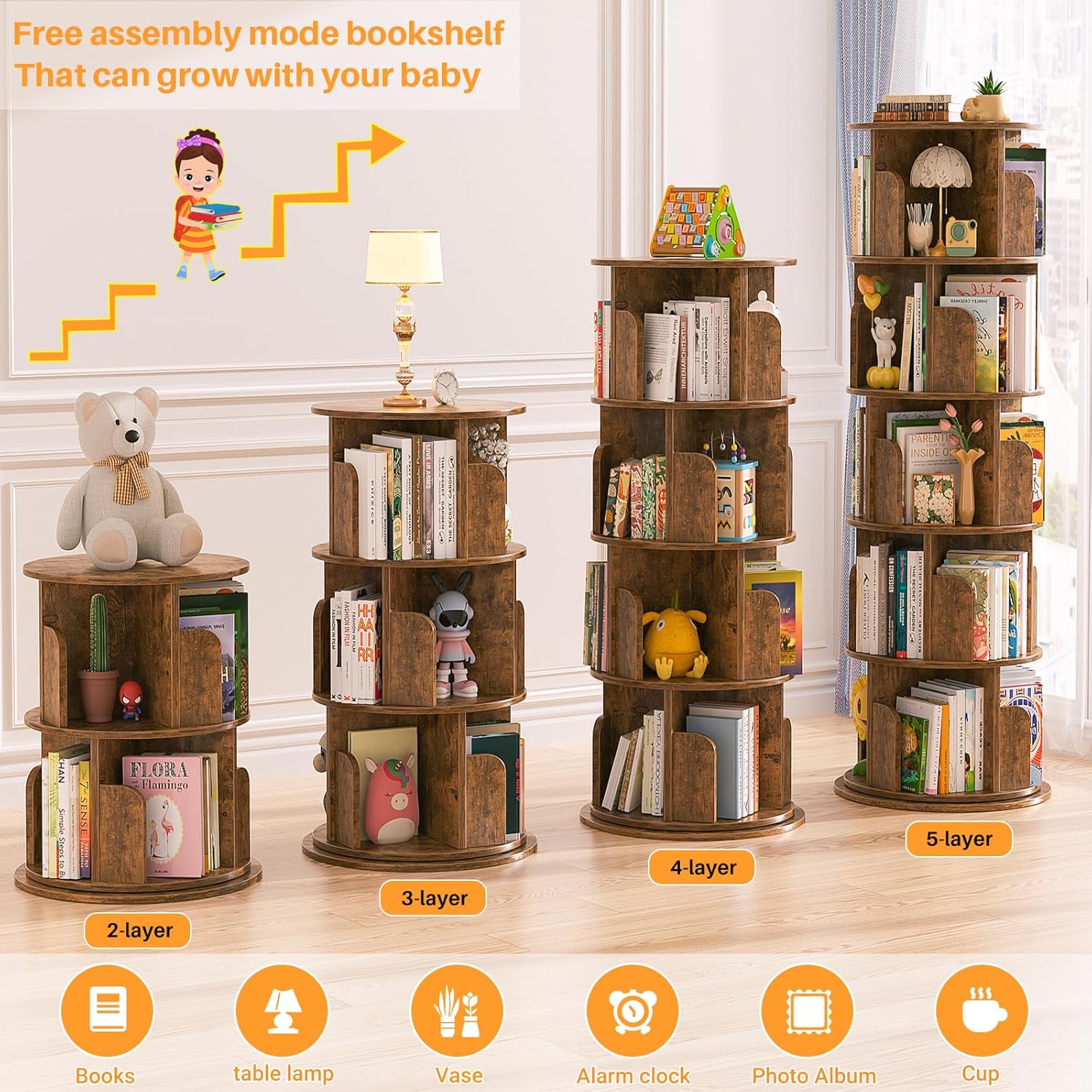 Detalle 2 de Aheaplus Rotating Bookshelf 63.6