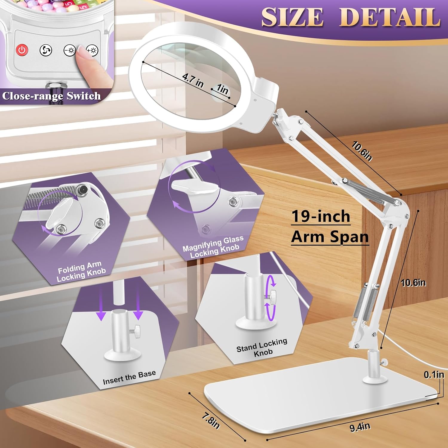 Thumbnail 6 de Lighted Magnifying Glass with Stand, 5-Inch Lens