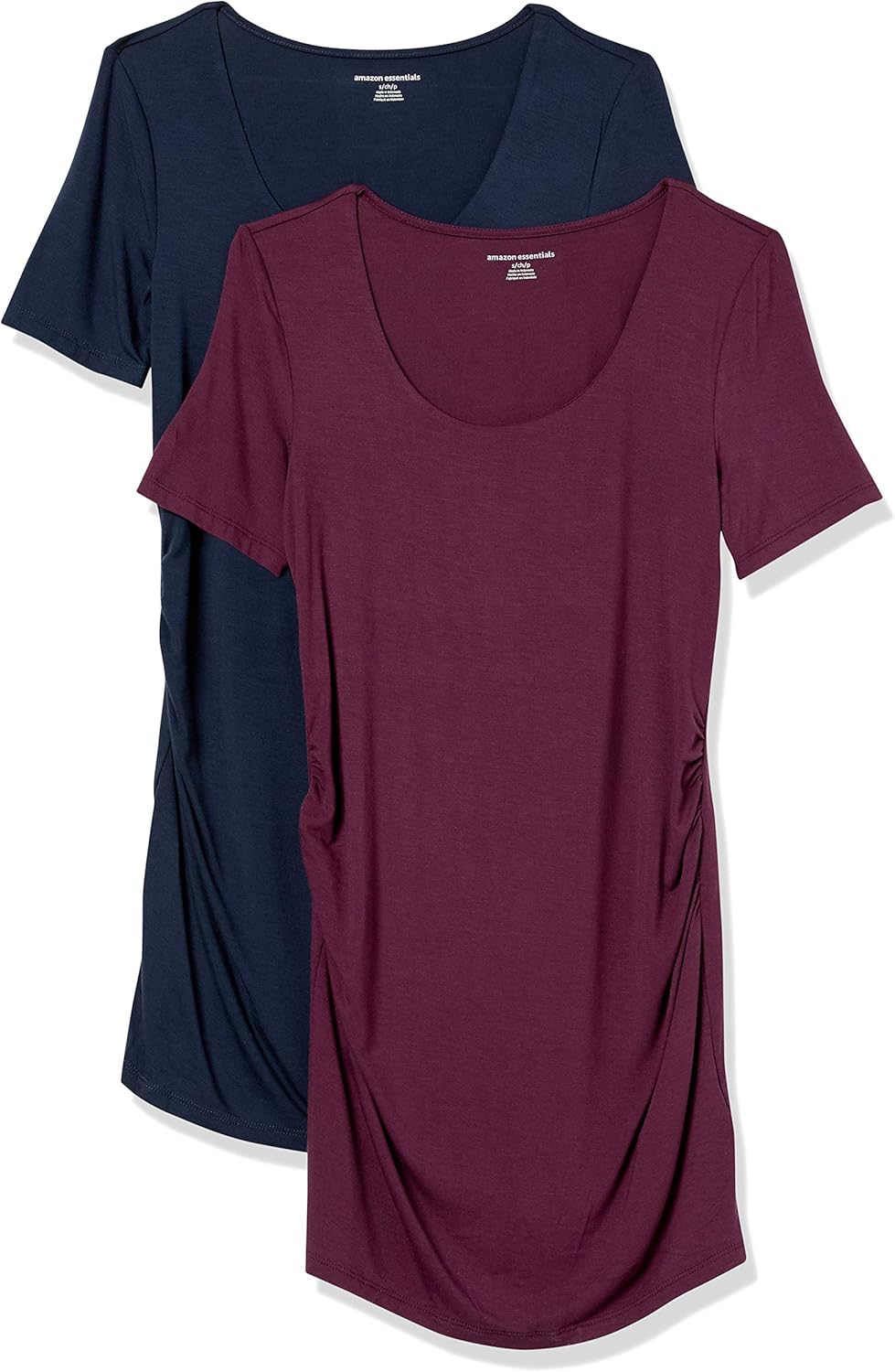 Thumbnail 5 de Amazon Essentials Damen Umstands-T-Shirt mit U-Ausschnitt und Raffung – 2er-Pack (Kurzarm)