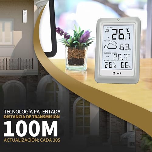 Thumbnail 1 de U UNNI Termómetro inalámbrico para interiores y exteriores con sensor remoto y retroiluminación
