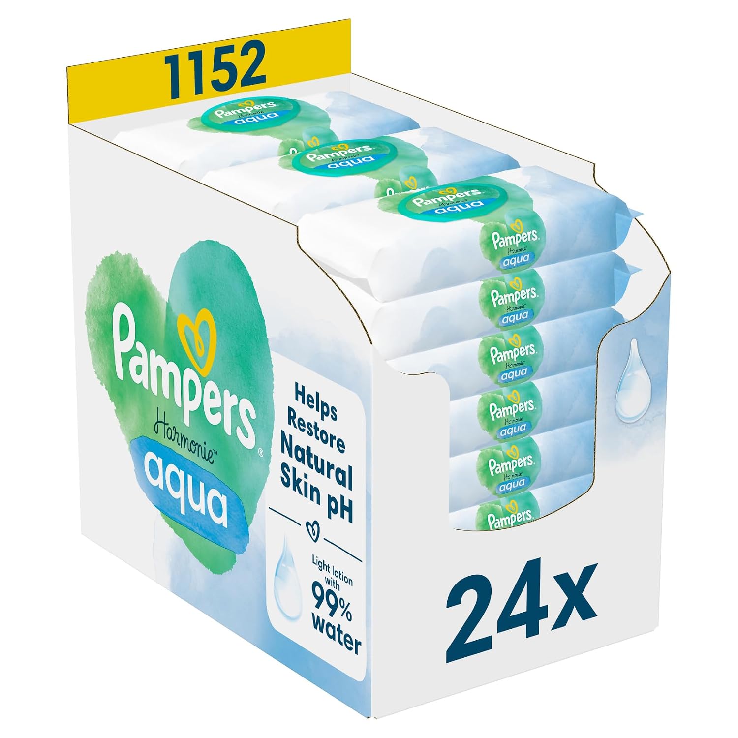 Detalle de Pampers Harmonie Aqua Feuchttücher 1152 Stück 🧻